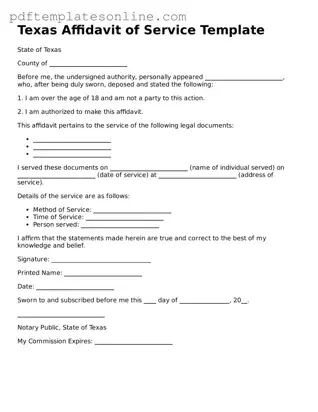 Official Texas Affidavit of Service Document