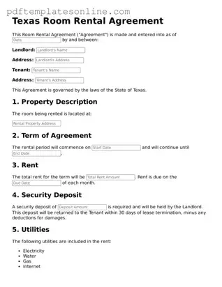 Official Texas Room Rental Agreement Document