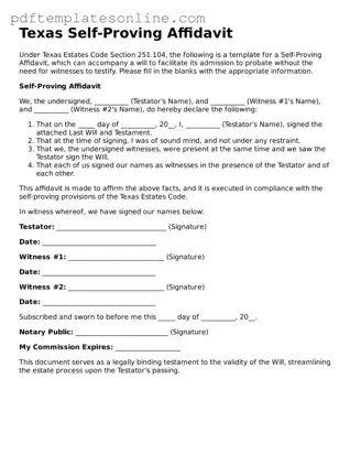 Official Texas Self-Proving Affidavit Document