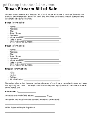 Official Texas Firearm Bill of Sale Document