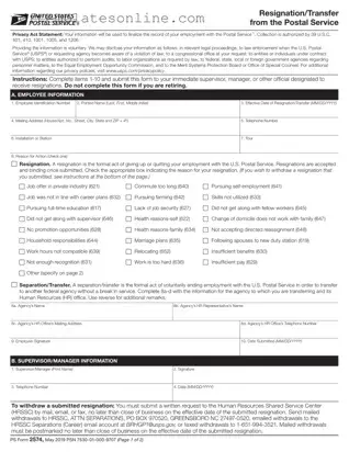 Blank Usps Resignation Form