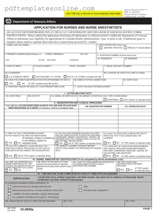 Blank VA 10-2850a Form