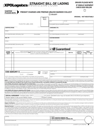 Blank Xpo Logistics Bill Of Lading Form