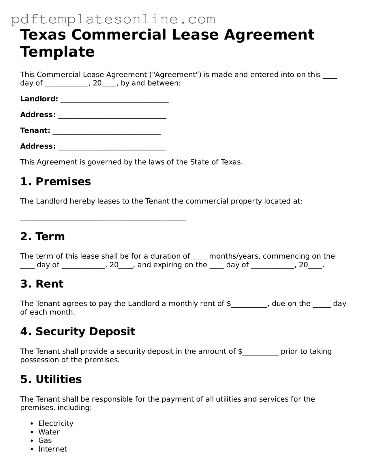 Official Texas Commercial Lease Agreement Document