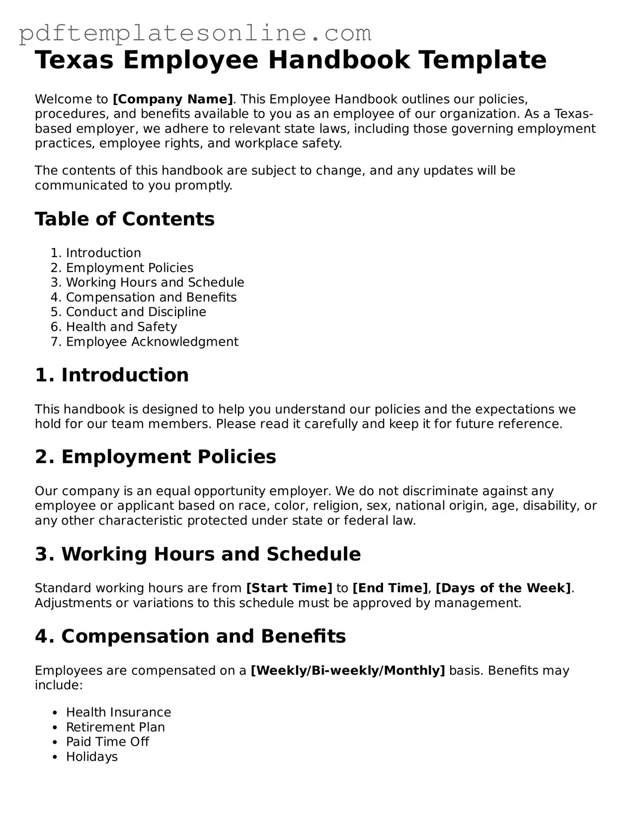 Official Texas Employee Handbook Document