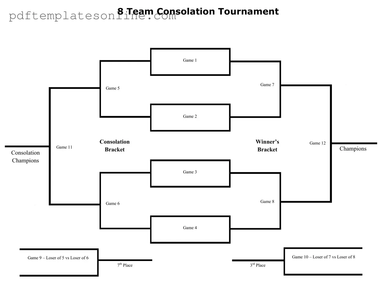 Blank Tournament Consolation Bracket Form