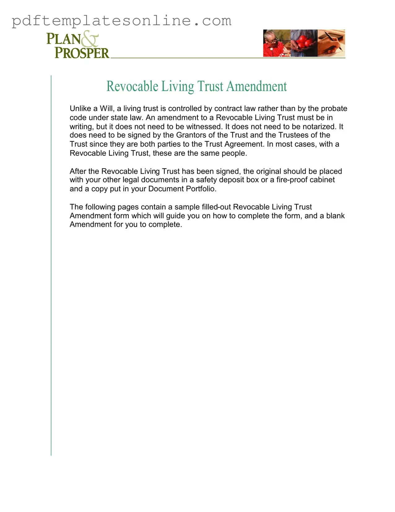 Blank Trust Amendment Form